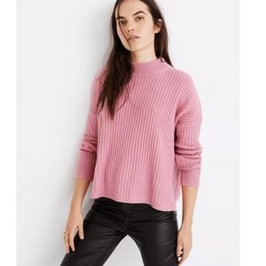 Madewell Recycled Cashmere Ribbed Mockneck Pullover Sweater Pink M